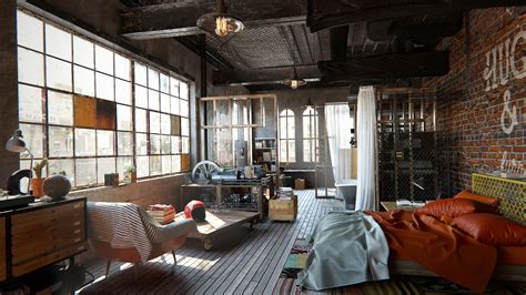 An Eclectic Industrial Loft In Brooklyn NY Artist S Render 3500 X