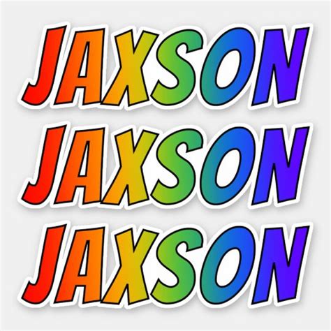 First Name Jaxson W Fun Rainbow Coloring Sticker