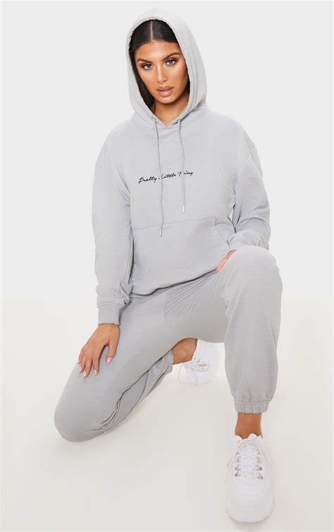 plt recycled grey oversized sweat hoodie prettylittlething aus