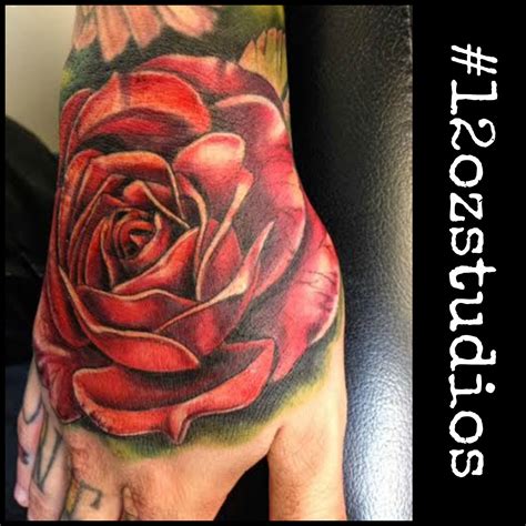 Beautiful Red Rose Male Hand Tattoo By Meghan Rose Hand Tattoo Hand