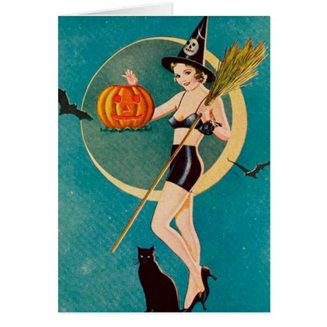 Halloween Pin Up Girl Witch Card Zazzle