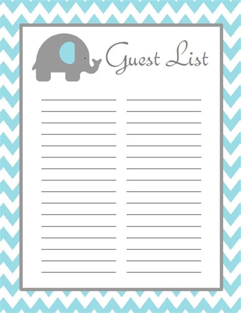 A whale of a time. Elephant Guest List Baby Shower Instant Download Sign-in ...