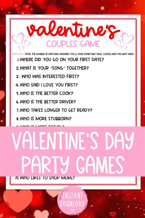 Valentines Day Couples Game Game Valentine Printable Etsy In 2021