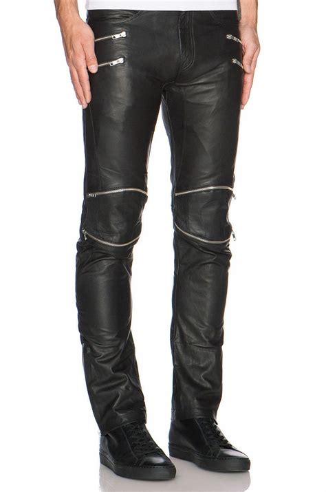 New Genuine Soft Lambskin Leather Mens Biker Pants Slim Fitting Casual