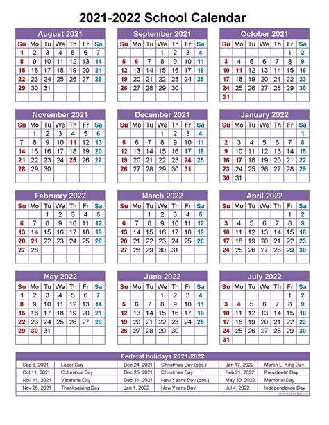 Collect Printable 2021 2022 School Calendar Best Calendar Example