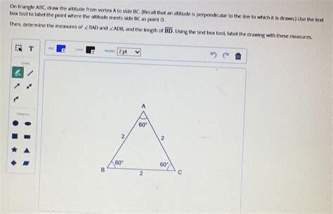Solved On Triangle Abc Draw The Altitude From Vertex A To Side Bc