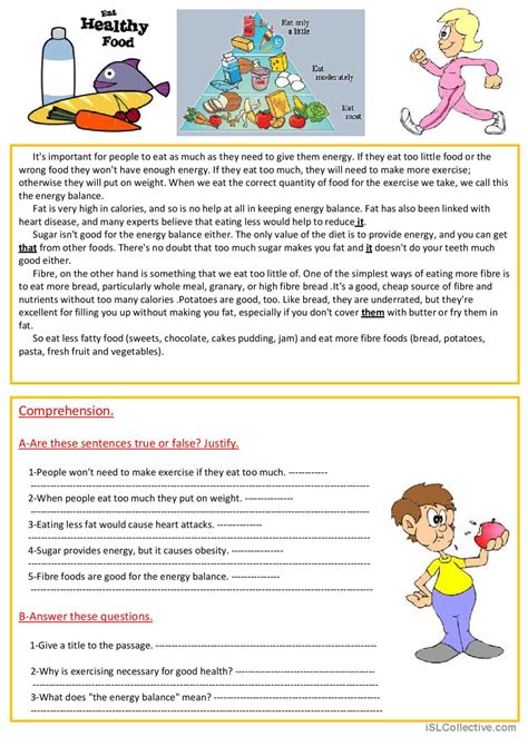 Eat Healthy Food Reading For Detail English Esl Worksheets Pdf And Doc