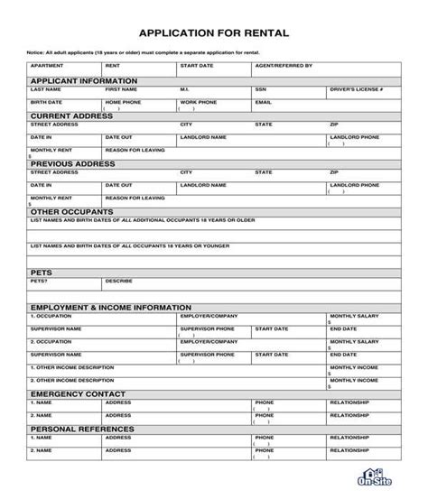 Free Sample Rental Application Forms In Pdf Ms Word Excel Hot Sex Picture