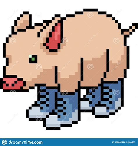 Vector Pixel Art Pig Pet Stock Vector Illustration Of Boots 138802178