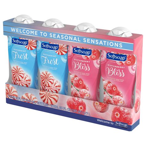 softsoap body wash peppermint twist and winterberry bliss t pack 60