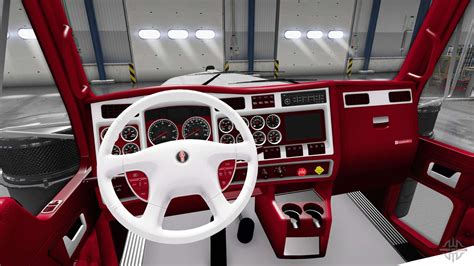The Red And White Interior Kenworth W900 For American Truck Simulator