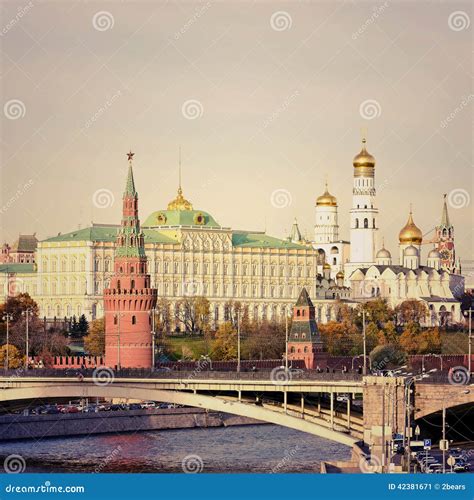 View Of Moscow Kremlin And Moskva River Russia Stock Image Image Of