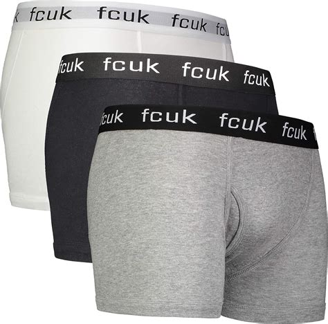 Fcuk 3 Pack Mens Boxer Briefs Cotton Underwear With Anti Chafing Bands Classic Open Fly