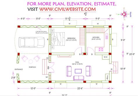 1 Bhk House Plan In Village 22 X 36 Simple 1 Bhk House Plan Drawing