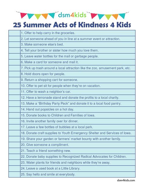 25 Summer Acts Of Kindness 4 Kids Dsm4kids