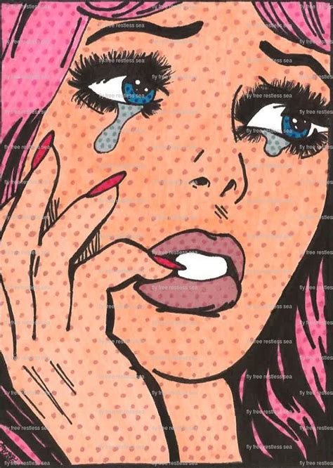 Print Of Drawing Her A Ben Day Dot Pop Art Crying Girl By