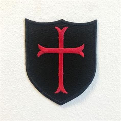 Knights Templar Cross Shield Badge Iron On Sew On Embroidered Etsy