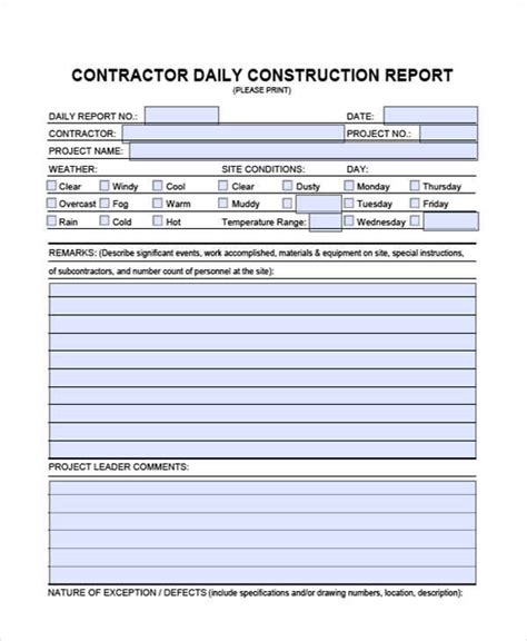 Free 31 Sample Daily Log Templates In Pdf Ms Word