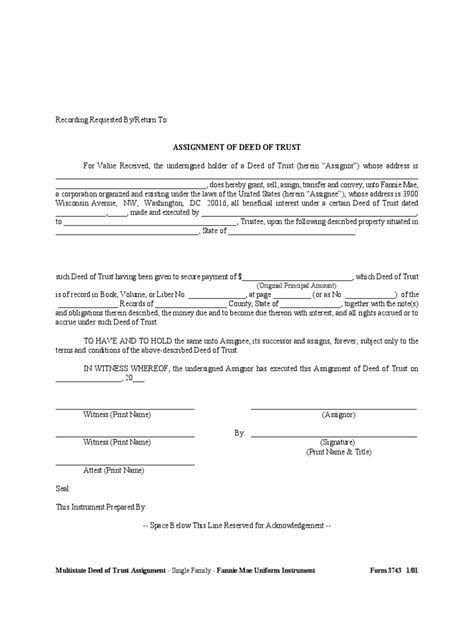 Assignment Of Deed Of Trust Form 2 Free Templates In Pdf Word Excel