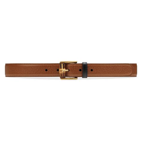 Gucci Leather Belt With Bamboo Buckle In Brown Lyst