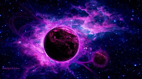 Digital Photoshop Planet Art Purple Planet By Eddyrailgun