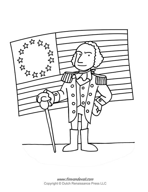 George Washington Coloring Page Tims Printables