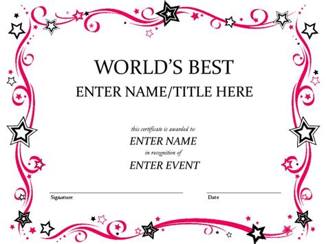 The Awesome Free Funny Award Certificates Templates Worlds Best