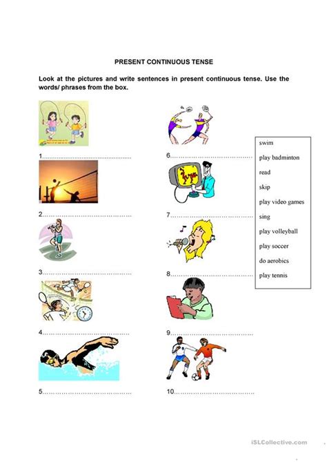 Meaning of present continous tense. Present Continuous Tense worksheet - Free ESL printable ...