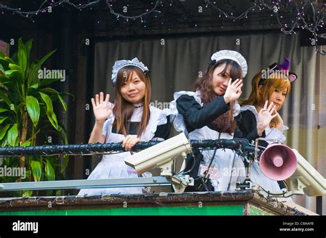 Japanese Girl Dressed As A Maid Promoting Maid Cafe In Tokyo Japan