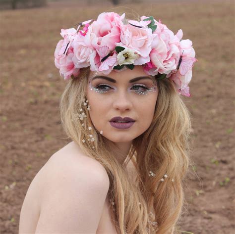 Butterfly And Peony Flower Crown By Rouge Pony