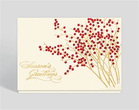 Birthday cards, holiday cards, wedding cards, anniversary cards, anytime cards … every kind of card celebrates the people, things and moments that really matter. Season's Greetings Berry Garden Holiday Card, 300425 - Business Christmas Cards