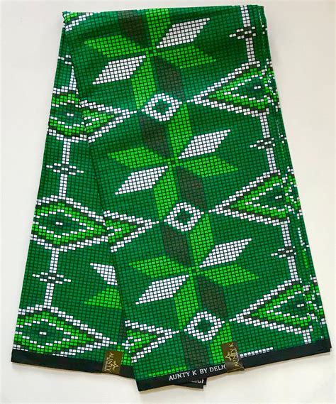 African Print Fabric Ankara Green White Black Etsy