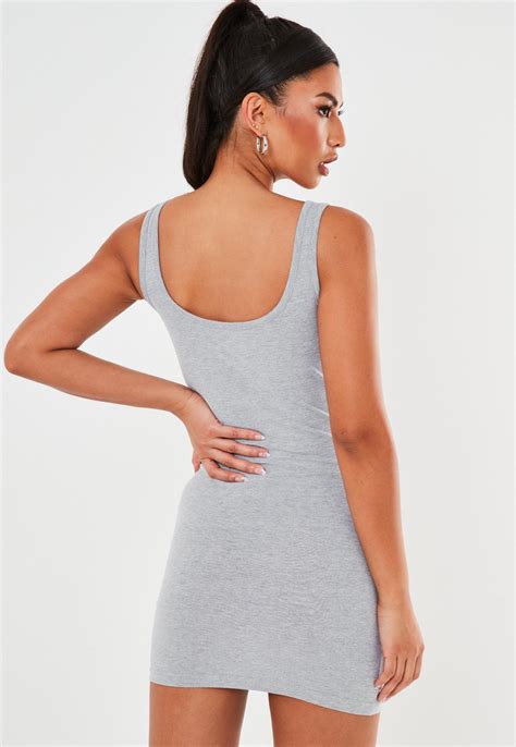 Gray Missguided Scoop Neck Mini Dress Missguided