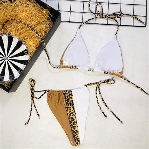 Teardrop Push Up Bikini Leopard Print Extreme Micro String Underwear
