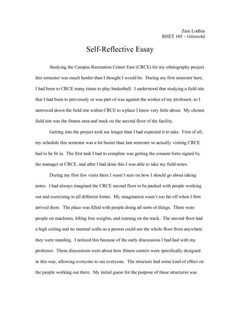 If your life experience greatly moved you, there is a certain essay that allows you to compose your own endeavor. 002 Essay Example Reflective Introduction Reflection ...