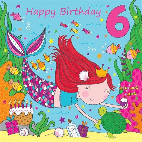 twizler 6th birthday card girl with mermaid age 6 birthday card girls birthday card age 6