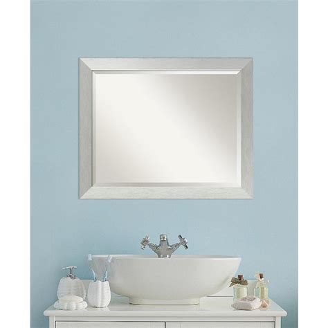 Bathroom vanity, bathroom cabinet with mirror cabinet. Amanti Art Brushed Sterling Silver Wood 32 in. W x 26 in ...