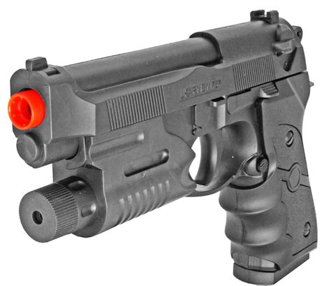New Ukarms M757r Black M9 Beretta Spring Airsoft Pistol With Gun Laser
