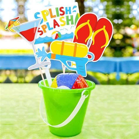 24pack Beach Ball Birthday Party Centerpiece Sticks Table Toppers Splish Splash Party