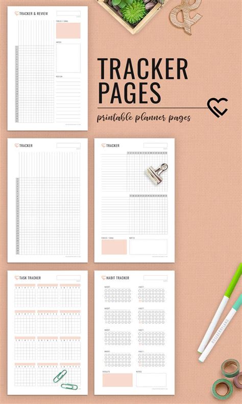Tracker Pages Printable Pages Any Size 5 Pages Instant Etsy
