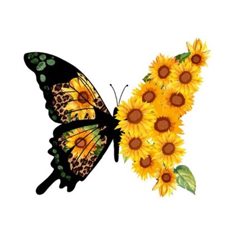 Sunflower Butterfly Png Svg File Stickers Clip Art Files Etsy