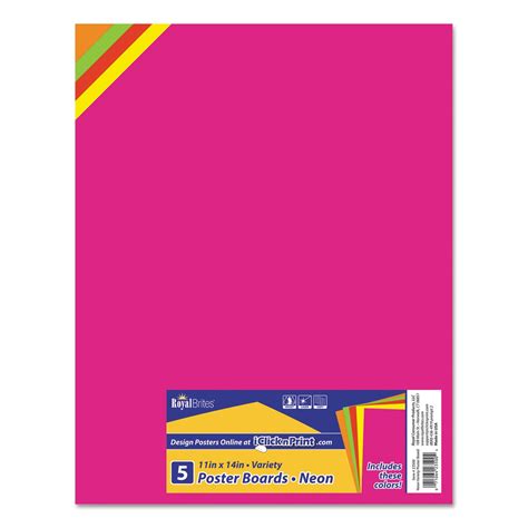 Premium Coated Poster Board 11 X 14 Assorted Neon Colors 5pack