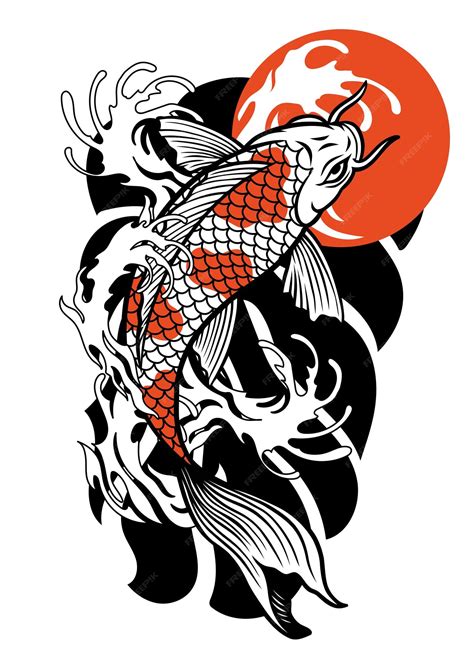 Premium Vector Vintage Tattoo Design Of Koi Fish