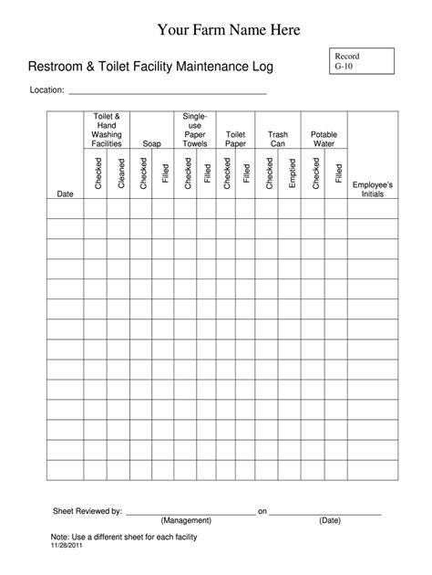 Bathroom Cleaning Log Sheet Pdf Fill Out And Sign Online Dochub