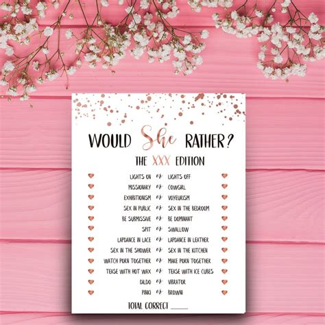 Dirty Would She Rather Bachelorette Party Game Hen Party Etsy