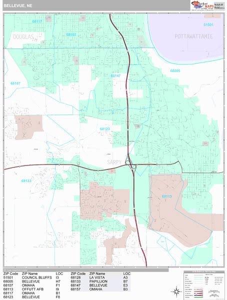 Bellevue Nebraska Wall Map Premium Style By Marketmaps