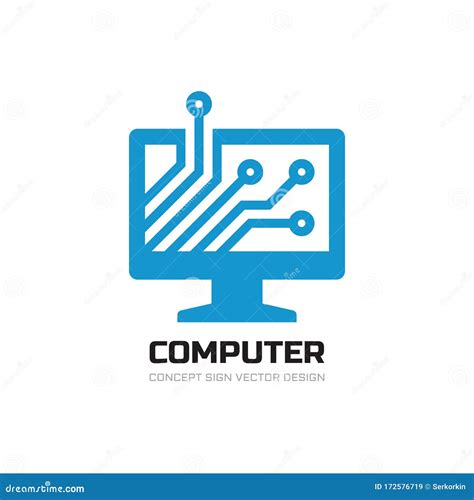 Computer Network Logo Design Monitor Display Concept Sign Hardware