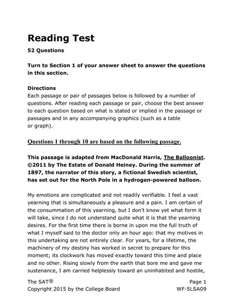 Sat 10 Reading Comprehension Practice Passages First Grade By Sanders