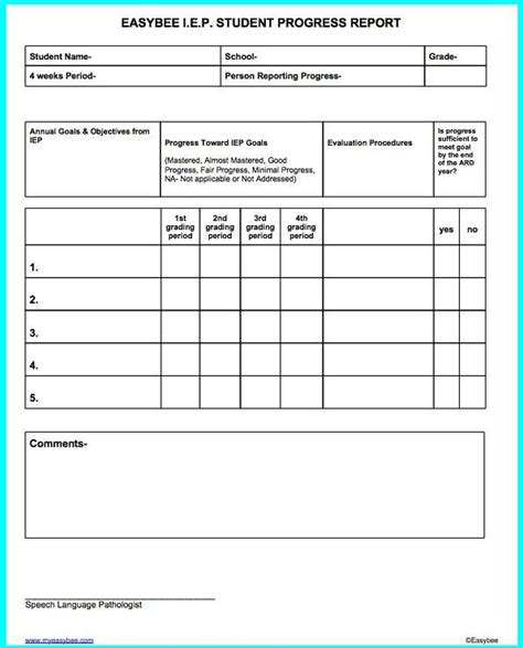 Progress Report Template For Students Free Download This Student