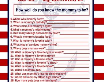 Nautical baby shower game 20 questions. 20 questions | Etsy